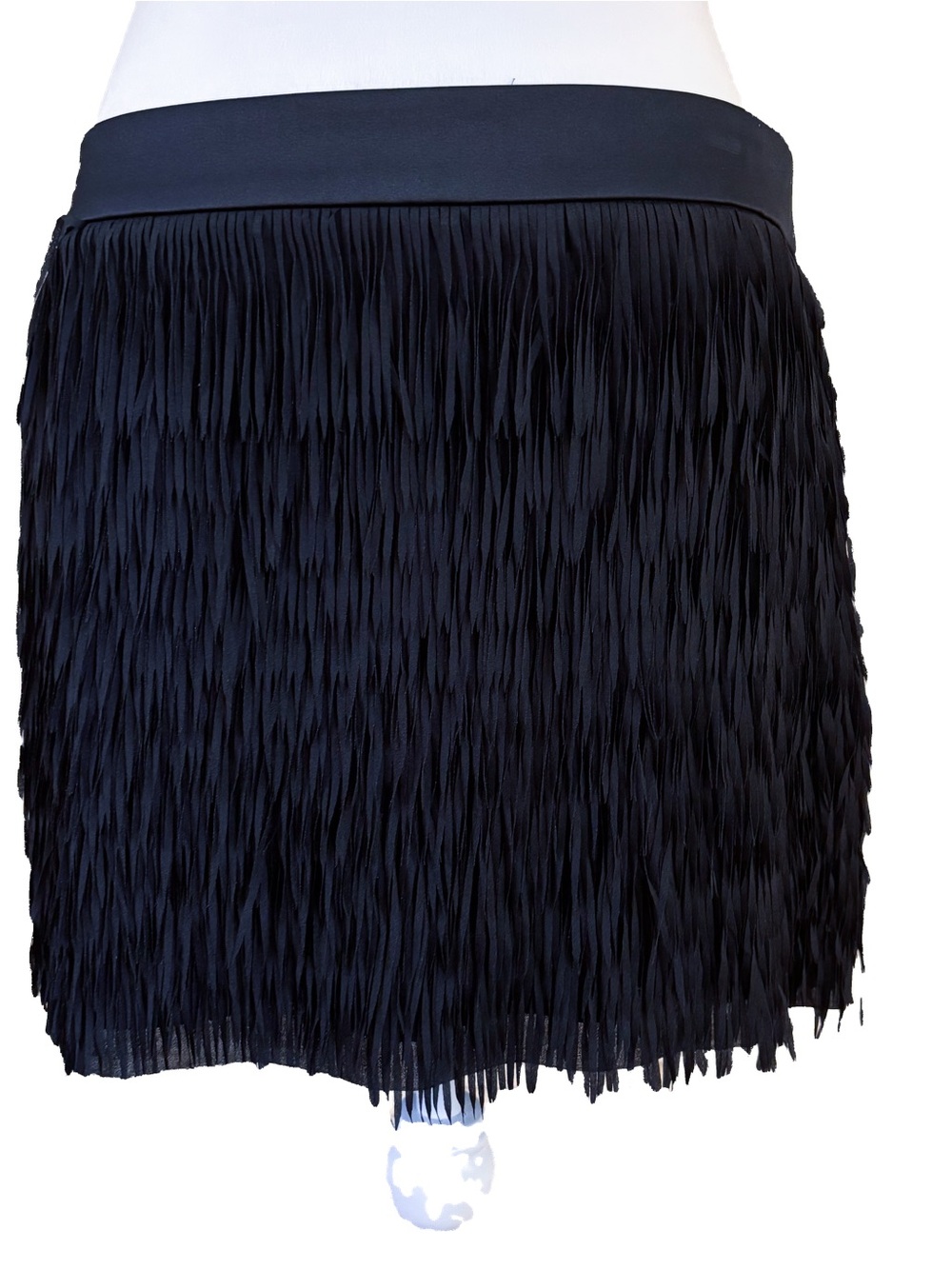 Express Black Fringe Mini Skirt Western Boho Y2K Festival Size 8
